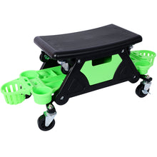 Load image into Gallery viewer, Rolling Detailing Creeper Seat With Wheels, Removable Tool Trays, 300 Lbs Capacity - Green