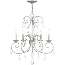 Load image into Gallery viewer, 26" Five Light Dimmable Chandelier With Shades - Nickel