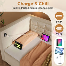 Load image into Gallery viewer, Upholstered Hydraulic Storage Daybed With USB & Type C Charging