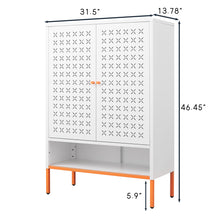 Load image into Gallery viewer, Grid Double Door Shoe Cabinet With Adjustable Compartments And Moisture-Proof Design In Metal