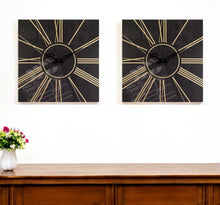 Load image into Gallery viewer, Analog Square Cinema Wall Clocks (Set of 2) - Black / Gold