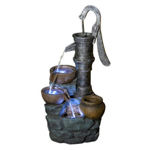 Load image into Gallery viewer, Hand Pump Water Fountain With LED Lights - Gray