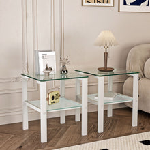 Load image into Gallery viewer, Glass Two Layer Tea Table, Small Round Table, Bedroom Corner Table, Living Room Side Table