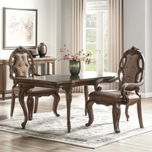 Load image into Gallery viewer, Tufted Upholstered Faux Leather And Solid Wood Dining Arm Chairs (Set of 2) - Oak