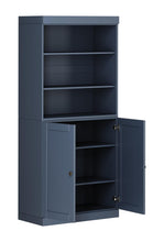 Load image into Gallery viewer, Adjustable Six Tier Library Bookcase With Two Doors (745629) - French Blue