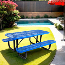 Load image into Gallery viewer, Outdoor Steel Picnic Rectangular Table With Umbrella Pole