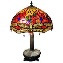 Load image into Gallery viewer, 22" Metal Two Light Candlestick Table Lamp With Red And Black Shade - Dark Brown