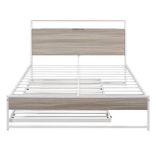 Load image into Gallery viewer, Platform Bed Frame With Trundle, USB Ports And Slat Support, No Box Spring Needed