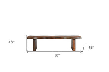 Load image into Gallery viewer, 68" Dark Brown Solid Wood Dining Bench