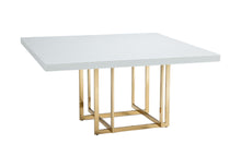 Load image into Gallery viewer, 59" Wood And Metal Pedestal Base Square Dining Room Table - White