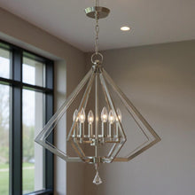 Load image into Gallery viewer, 26'' Six-Light Dimmable Chandelier With Shades - Nickel