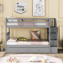 Load image into Gallery viewer, Stairway Bunk Bed With Storage And Guard Rail For Bedroom
