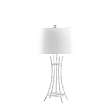 Load image into Gallery viewer, 29" Silver Bamboo Design Table Lamp With Off White Drum Shade