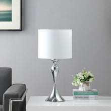 Load image into Gallery viewer, 25" Silver Sleek Table Lamp With Off White Drum Shade