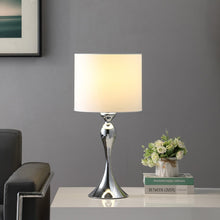 Load image into Gallery viewer, 25" Silver Sleek Table Lamp With Off White Drum Shade