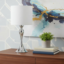 Load image into Gallery viewer, 25" Silver Sleek Table Lamp With Off White Drum Shade