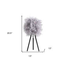 Load image into Gallery viewer, 21" Soft Gray Feather Shade Modern Tripod Metal Table Lamp