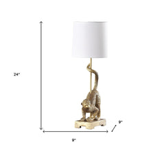 Load image into Gallery viewer, 24" Gold Monkey Table Lamp With White Drum Shade