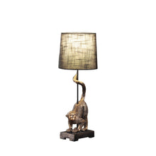 Load image into Gallery viewer, 24" Antiqued Gold Monkey Table Lamp With Black Drum Shade