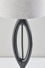 Load image into Gallery viewer, 28" Black Solid Wood Round Table Lamp With Gray Drum Shade