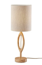 Load image into Gallery viewer, 28" Natural Solid Wood Round Table Lamp With Beige Drum Shade