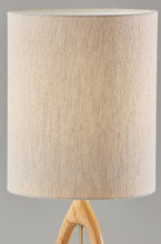 Load image into Gallery viewer, 28" Natural Solid Wood Round Table Lamp With Beige Drum Shade