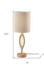 Load image into Gallery viewer, 28" Natural Solid Wood Round Table Lamp With Beige Drum Shade