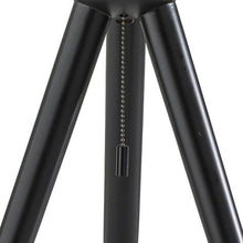 Load image into Gallery viewer, 23" Black Solid Wood Tripod Table Lamp With White Ribbed Glass Shade
