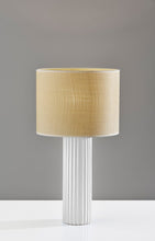 Load image into Gallery viewer, 24" White Ceramic Cylinder Table Lamp With Beige Drum Shade