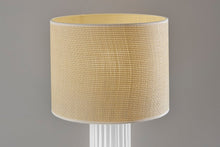 Load image into Gallery viewer, 24" White Ceramic Cylinder Table Lamp With Beige Drum Shade