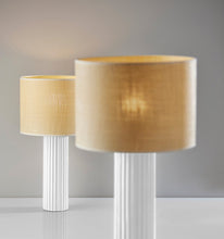 Load image into Gallery viewer, 24" White Ceramic Cylinder Table Lamp With Beige Drum Shade