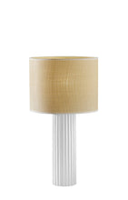 Load image into Gallery viewer, 24" White Ceramic Cylinder Table Lamp With Beige Drum Shade