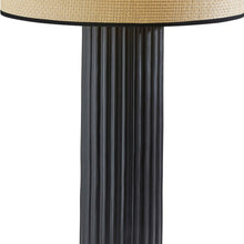 Load image into Gallery viewer, 29" Black Ceramic Cylinder Table Lamp With Beige Drum Shade