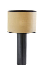 Load image into Gallery viewer, 29" Black Ceramic Cylinder Table Lamp With Beige Drum Shade