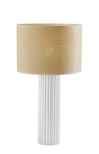 Load image into Gallery viewer, 29" White Ceramic Cylinder Table Lamp With Beige Drum Shade