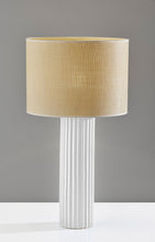 Load image into Gallery viewer, 29" White Ceramic Cylinder Table Lamp With Beige Drum Shade