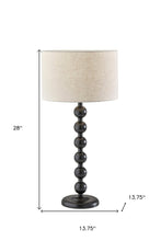 Load image into Gallery viewer, 28" Black Solid Wood Candlestick Table Lamp With Off White Drum Shade