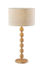Load image into Gallery viewer, 28" Brown Solid Wood Candlestick Table Lamp With Off White Drum Shade