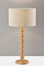 Load image into Gallery viewer, 28" Brown Solid Wood Candlestick Table Lamp With Off White Drum Shade