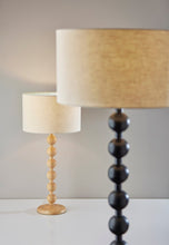 Load image into Gallery viewer, 28" Brown Solid Wood Candlestick Table Lamp With Off White Drum Shade