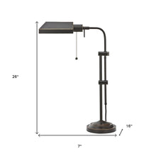 Load image into Gallery viewer, 26" Bronze Metal Adjustable Table Lamp With Bronze Rectangular Shade