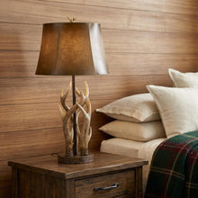 Load image into Gallery viewer, 33" Brown Antlers Table Lamp With Brown Drum Shade