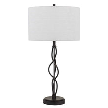 Load image into Gallery viewer, 30" Black Metal Candlestick Table Lamp With Off White Drum Shade