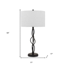 Load image into Gallery viewer, 30" Black Metal Candlestick Table Lamp With Off White Drum Shade
