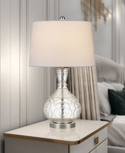 Load image into Gallery viewer, 27" Clear Metal Round Table Lamp With White Shade