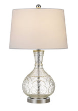 Load image into Gallery viewer, 27" Clear Metal Round Table Lamp With White Shade