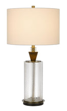 Load image into Gallery viewer, 30" Clear Metal Table Lamp With White Empire Shade
