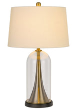 Load image into Gallery viewer, 29" Clear Metal Table Lamp With White Empire Shade