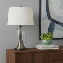 Load image into Gallery viewer, 29" Clear Metal Table Lamp With White Empire Shade