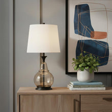 Load image into Gallery viewer, 28" Clear Metal Table Lamp With White Empire Shade